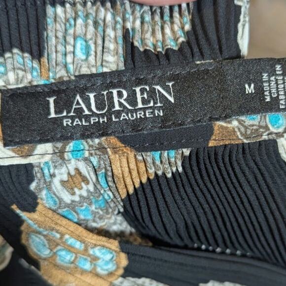 LRL Women's Black Southwest Belt Print Tunic Top pleated - Picture 5 of 9